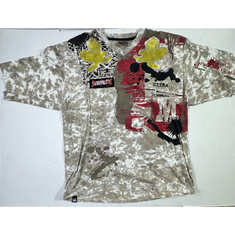 Vintage Mecca USA 3XL Graphic Streetwear Shirt Tie Dye Wings Grunge Style
